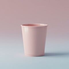 A pink plastic cup on a multicolored background