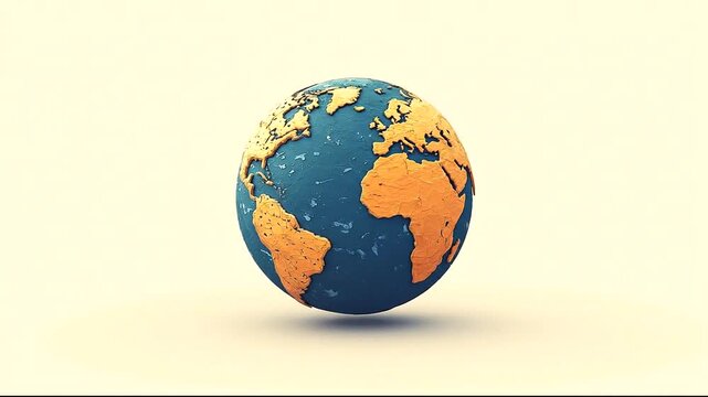 Colorful globe showcasing continents on light background