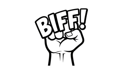 Clenched fist with biff text illustration