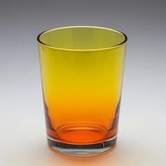 a tall clear glass tumbler with yellow to orange gradient color