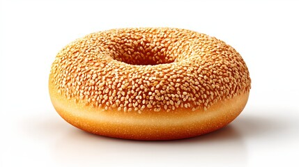 Delicious round sesame-topped donut with golden crust, soft texture, sweet flavor, perfect for breakfast, snack, or dessert in bakery shop