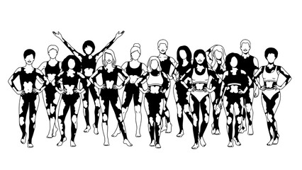 Obraz premium Group of superheroes standing together in unity