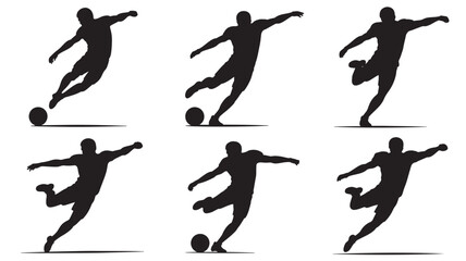 Obraz premium Soccer Player Silhouettes Kicking Ball in Various Poses