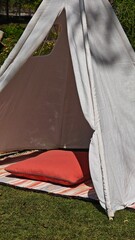 Tipi tent. White teepee tent. © lesyeuxdedidi