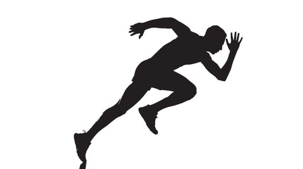 Man Running Fast in Silhouette on White Background © Sidvec