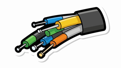Colorful, insulated wires bundled together, exposed ends