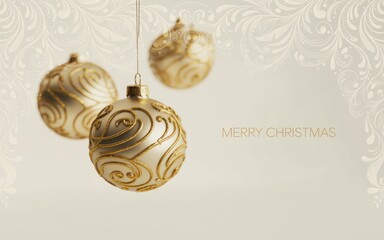 Merry christmas ornaments hanging in the air