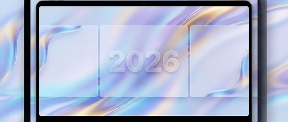 Liquid glass glassmorphism rectangle landscape in wave elegant style abstract background copy space	