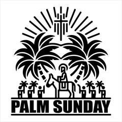 A Professional Religious Palm Sunday Icon Symbol, Showcasing Christian Holy Week and Digital Jerusalem Tradition Lent Easter Blessing Spiritual in a Flat Design Minimalist Vector.