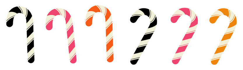 christmas candy cane icon set