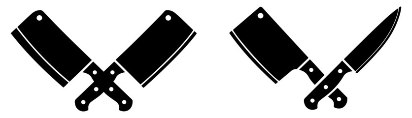 crossed butcher knives cleaver icon