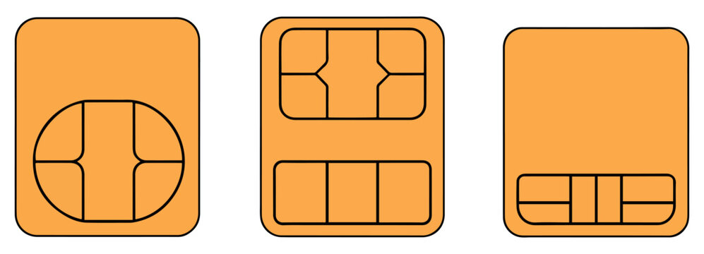 gold emv chip card icon set