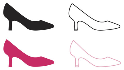 womens classic pump shoe icon set