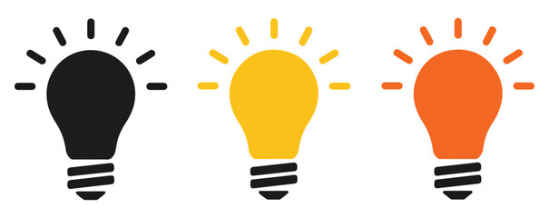 hand drawn light bulb icon set