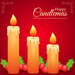 Vector illustration of Happy Candlemas social media template