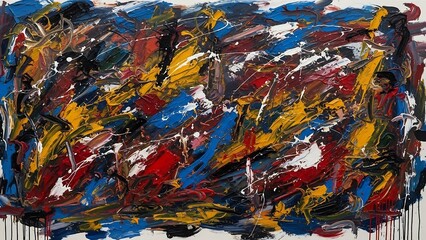 Vibrant Abstract Art Painting with Brush Strokes.