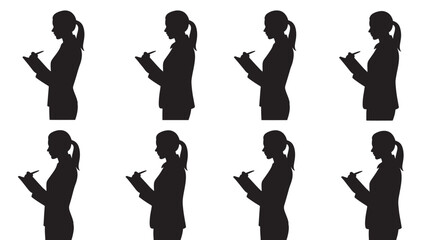 Woman Silhouettes Typing on Smartphone in Various Poses