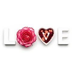Fototapeta premium Elegant display of love with rose and chocolate