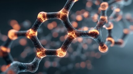 Abstract glowing molecular structure on dark background