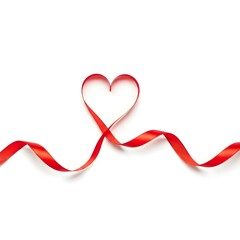 Elegant red ribbon forming a heart shape