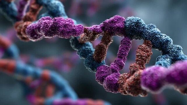 A Detailed Exploration of Complex DNA Structures and Their Colorful Molecular Composition as Seen Under Enhanced Microscopic Imaging Techniques