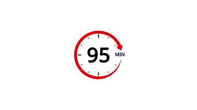 Red circular timer icon with the number 95 and an arrow indicating progress on white background clock