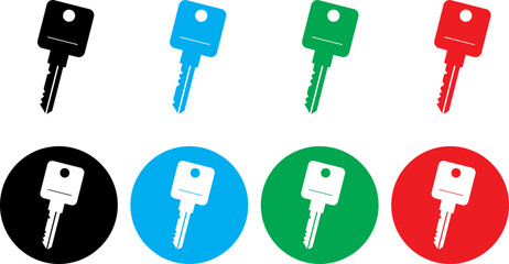 Key icon set. key lock icon , access account login password icons - house key icon security symbol. vector interface app icons. Vector illustration.