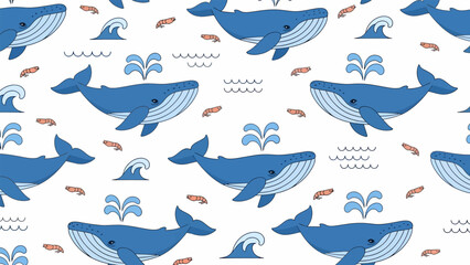 Blue Whale Illustration Pattern Design Element. © Amir