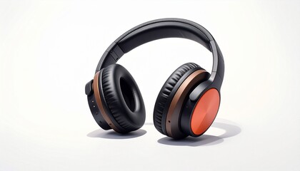 Black Over-Ear Wired Headphones with Cushioned Ear Cups and Padded Headband on White Background