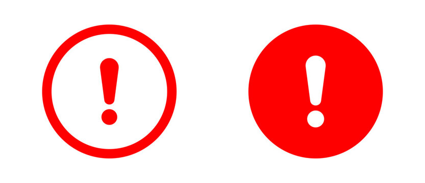 Two red warning symbols with exclamation marks on white background