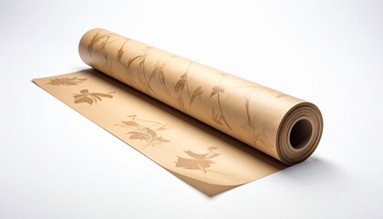 Rolled-Up Floral Wallpaper with Cream Background and Pink, Red, Orange Flowers and Green Leaves