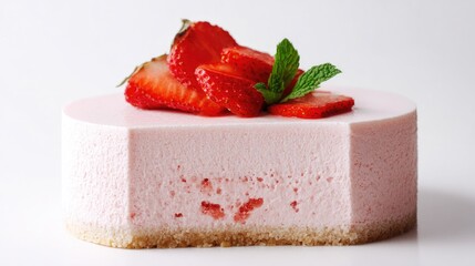 Strawberry Mousse Cake with Mint