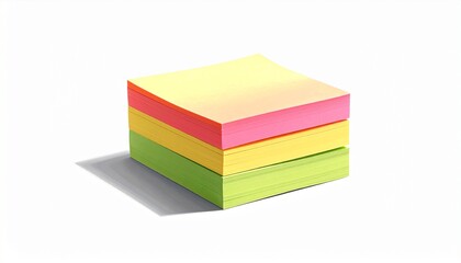 Stacked Cube of Multicolored Sticky Notes on White Surface with Repeating Rainbow Pattern
