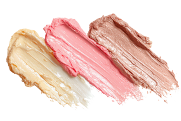 Three Swirls of Cosmetic Cream in Beige Pink and Nude Shades graphic design