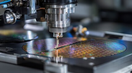Semiconductor wafer being processed by robotic arm