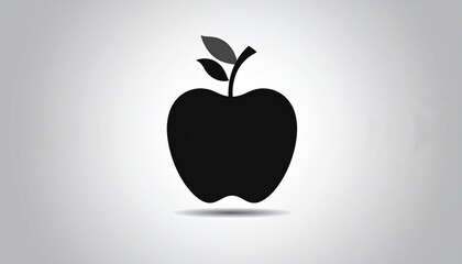 Stylized black apple silhouette with two leaves