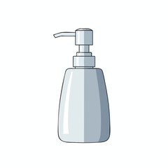 A light blue soap or lotion dispenser against a white background