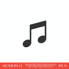 A grayscale musical note icon, comprising a connected flag and two round notes