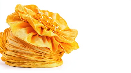 Yellow turban on white background