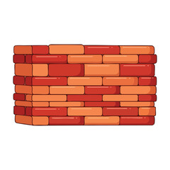 A cartoon brick wall rendered in shades of red and orange