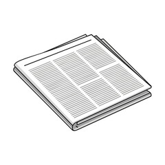 A folded newspaper with gray text, viewed from an angle