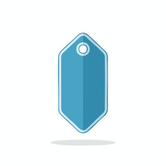 Blue rectangular tag with a white outline and a hole at the top