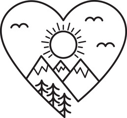 A serene landscape photo of a mountain on transparent background