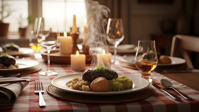 Celebrating robbie burns day with traditional scottish cuisine and warm ambiance