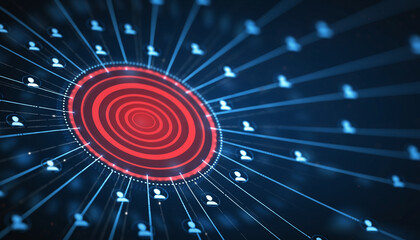 Centralized Network: A vibrant illustration showcasing interconnected nodes within a digital network, with data flowing through radiant pathways, symbolizing connectivity, data transfer.