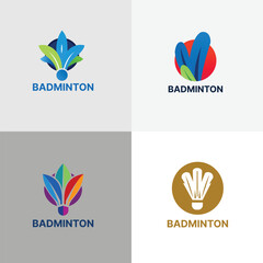 Set of four badminton shuttlecock logos and icons for sports branding and design concepts