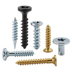Assorted screws isolated on transparent background isolated on transparent background