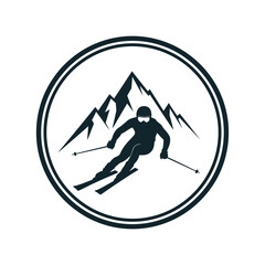 Skier in Motion Downhill Racing.