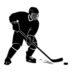 Hockey Player in Action Shot.
