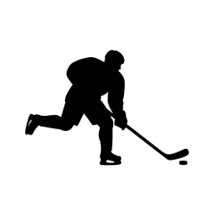 Hockey player in action skating fast.